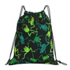 Richugui Backpack with Drawstring, Green, Black, Frogs, Drawstring Bag, Sports,