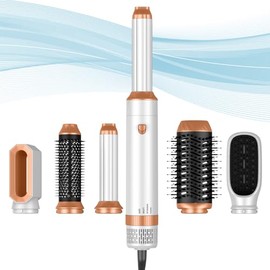 Hair Dryer Brush, Hair Curlers Thermal Brush, Left & Right Curling Wand, Ionic Hair Dryer, Oval Hot Air Brush, Hair Straightener 6 in 1