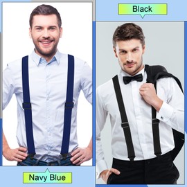 Janmercy 2 Pcs Suspenders for Men Under Clothing Hidden Airport Friendly Suspenders with Plastic Clip(Black, Navy Blue)