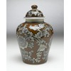 AA Importing 59729 Brown And Gray Floral Ceramic Ginger Jar
