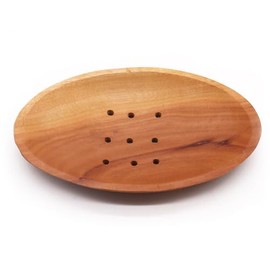 Handcrafted Wooden Soap Dish, Oval Shape with Drainage Holes, 13 x 8 x 2.5 cm