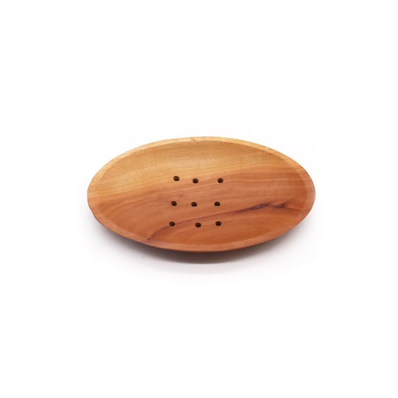 Handcrafted Wooden Soap Dish, Oval Shape with Drainage Holes, 13