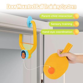 Indoor Adjustable Table Tennis Trainer Set - Hanging Door Frame Practice Equipment with Portable Design for Home Training (A01)