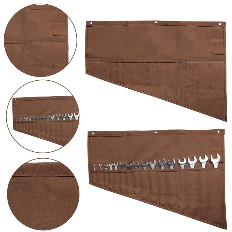 GiantGo Heavy Duty Waxed Canvas Tool Roll Bag with 16
