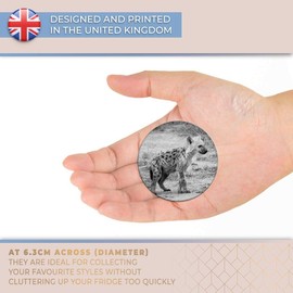 Destination Vinyl ltd Magnet for Refrigerator, Fridge BW - Cute Hyena Cub Wild Animal for Office, Cabinet and Whiteboard, Magnetic Stickers, 39175