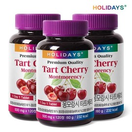 Holidays Montmorency Tart Cherry 120 Tablets, 3 Bottles (Total 12-Month Supply) / 홀리데이즈 몽모랑시 타트체리 120정 3병 (총 12개월분)