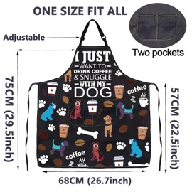 ENSIANTH Coffee Dog Gift Funny Coffee Apron for Dog Lover Gift I Just Want to Drink Coffee Snuggle with My Dog Apron for Dog Mom (coffee dogs aprons)