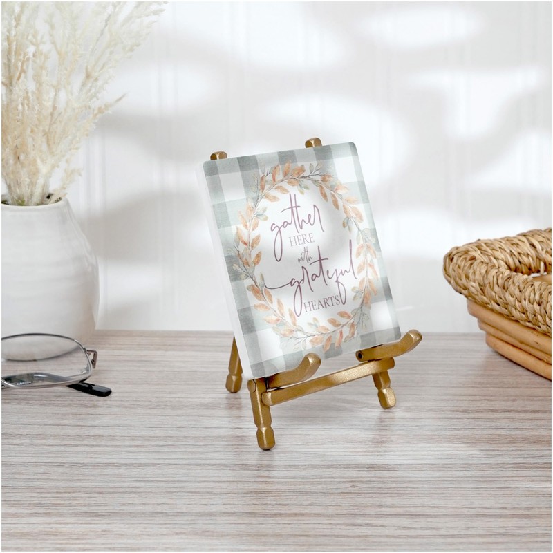 Bard's Satin Gold-toned Metal Easel, 5" H x 3.375" W