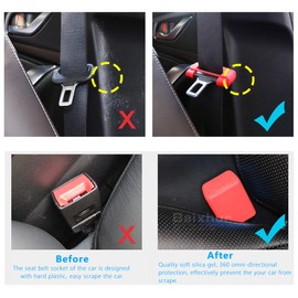 Car Seat Belt Buckle Covers, Seat Belt Clips Cover Protector for Car Safety Durable Silica Gel Anti-Scratch Protective Sleeve, Universal 2 Sets/4 Pcs Black