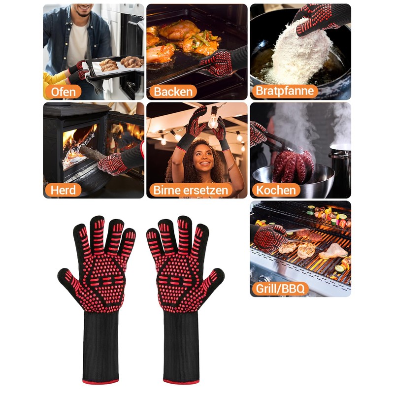 MILcea Barbecue Gloves, Heat Resistant, Oven Gloves, BBQ Gloves, BBQ