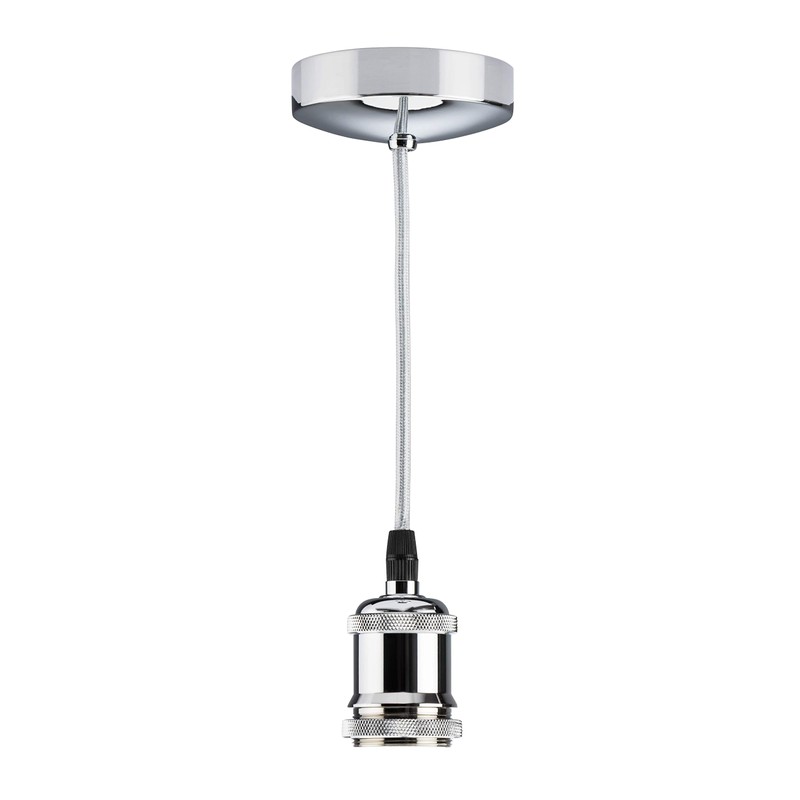 Knightsbridge 6 Inch E27 Vintage Pendant Set in Polished Chrome