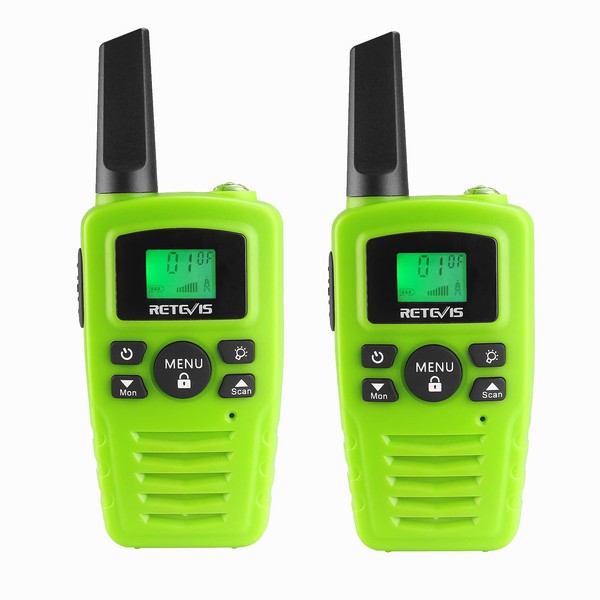 Retevis RA635 Kids Walkie Talkie,License Free 16 Channels Long Distance Walkie Talkies,PMR446 LED Torch VOX Hands-free Walkie Talkies for Adults Christmas Activities (Green, 2Pcs)