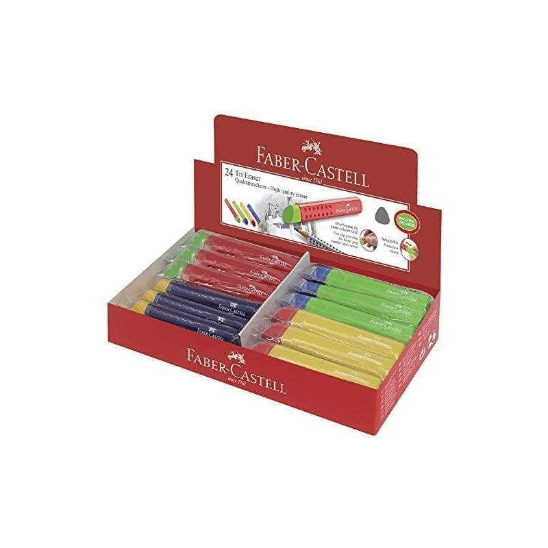 FABER-CASTELL Plastic Eraser TRI, Assorted Colours