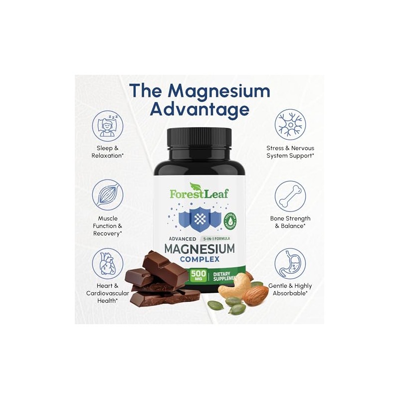 Forestleaf Complejo Magnesio 500mg Cápsulas Suplemento 500