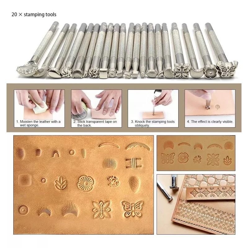 Herramientas P/cuero Costura Punzón Cinceles P/grabado 59 Pc