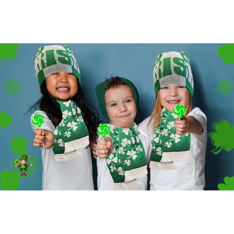 Fruidles St. Patrick's Shamrock Swirl Lollipop Green and White, Party