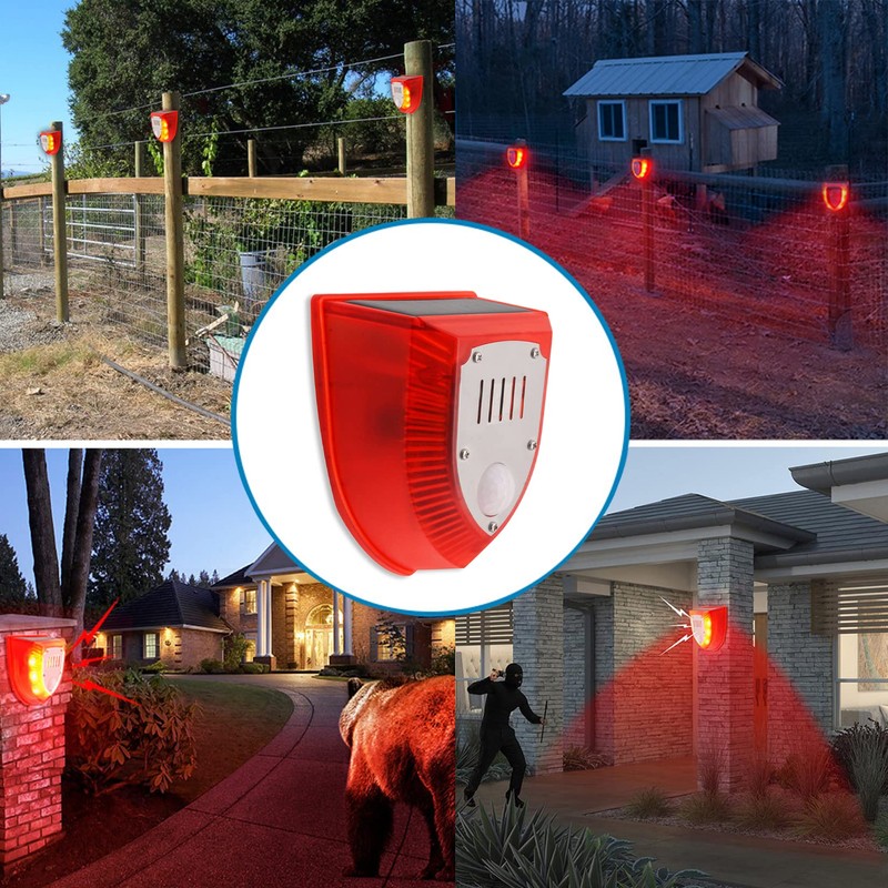 DINOWIN Solar Alarm Light, Waterproof PIR Motion Sensor Alarm 129