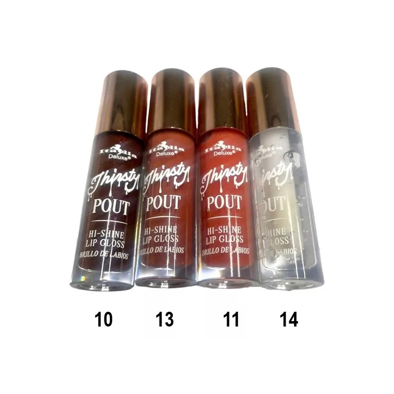 Italia Deluxe Labial Lip Gloss Thirsty Pout Hi-shine Italia Deluxe
