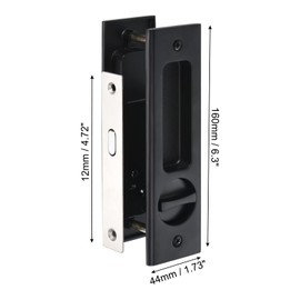 PATIKIL Sliding Door Lock Invisible Recessed Handle Latch Pocket Door Lock Sliding Door Lock with Keys for Sliding Barn Wood Door Furniture Hardware, Black