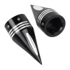 Unbranded Black Cut Spike Front Axle Nut Covers For Harley