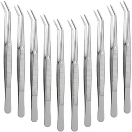 Pinzas de Acero Inoxidable con Punta Dentada Curva Pinzas Multiusos Pinzas para Máquina de Coser Pinzas de Fórceps para Artesanía, Plata (10)