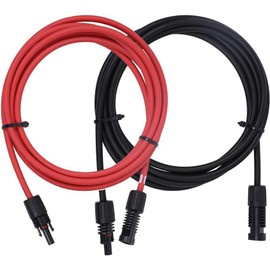 Renogy 20FT 10AWG Solar Panel Pair Extension Cables Male and Female Connectors 1 Pair (Red and Black)