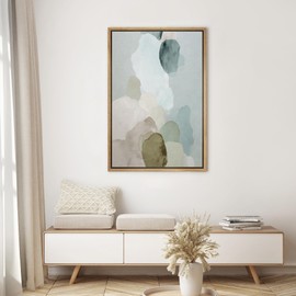 SIGNWIN Framed Canvas Print Wall Art Soft Blue and Sage Abstract Shapes Watercolor Style Illustrations Modern Art Rustic Relax/Calm Multicolor for Living Room, Bedroom, Office - 24"x36" NATURAL