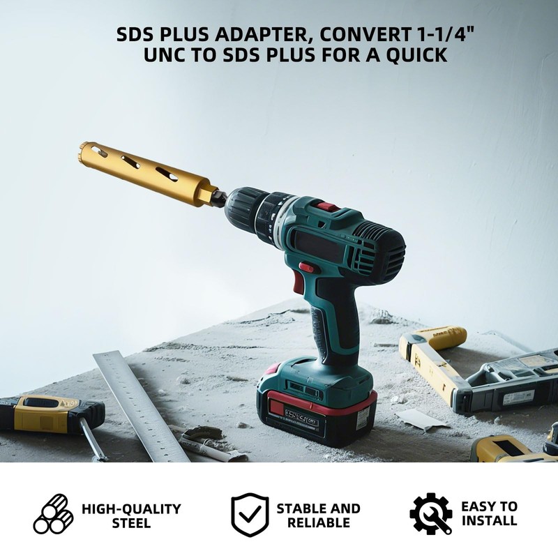 SDS Plus Adapter, Adapter 1 1/4 Inch UNC to SDS