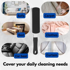 Pet Hair Remover Lint Brush with Self-Cleaning Base – Includes Bonus Travel Brush | Double Sided, Durable, Eco friendly | Perfect for Clothes, Furniture, and Car Interiors | No Sticky Refills Needed