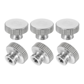 sourcing map Knurled Thumb Nuts, 6Pcs M3 x D11mm x H7mm Stainless Steel Round Knobs Fasteners Blind Hole Hand Screw Nut Silver for 3D Printer Parts, Machine Tools