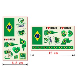 Aotusoa Pack of 30 Temporary Tattoos of Brazil Flag for International Competitions 2024 European Championship Games Football World Cup Face Stickers Waterproof Flags Tattoo Flag Stickers