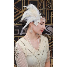 Cizoe 1920s Gatsby Accessories Set for Women Flapper Headband 20s Headpiece Necklace Gloves(od)