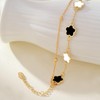 Five Leaf Clover Double Bead Chain Bracelet Black and White