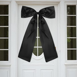 Large Black Big Bow Decoration, Giant Black Bow Decorations Supplies for Party, Themed Party Decor, Large Satin Backdrop Supplies Suitable for Bedroom Decoration Baby Shower Bachelorette Party