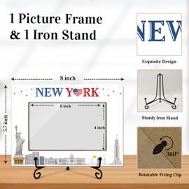 New York Picture Frame, New York Souvenirs Wooden Photo Frame For Vacation Honeymoon, New York Gifts for Family Friends, 4x6 Photo Frame For Tabletop Display, Home Office Table Decor -012