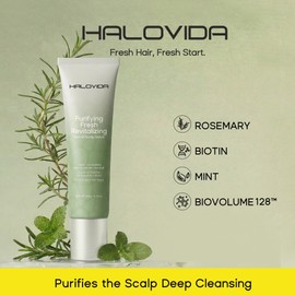 HALOVIDA Sea Salt Rosemary & Mint Scalp Scrub, Clean Silicon Oil-Free, Itchy Relief Scalp Treatment for Dandruff, Gently Exfoliator Cruelty-Free, Relieves Dryness, Promotes Hair Growth