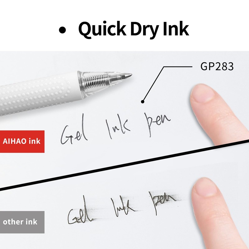 AIHAO Gel Pens, Black Ink 8ct Smooth Writing, Retractable Rollerball