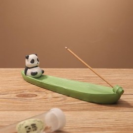 LinaLife Boat Shape Incense Stick Burner Ash Catcher Incense Holder Aromatherapy Plate resin Panda Figurine for Home Spa Decoration Incense Holder Incense Burner for Insence Sticks, Ash Catcher
