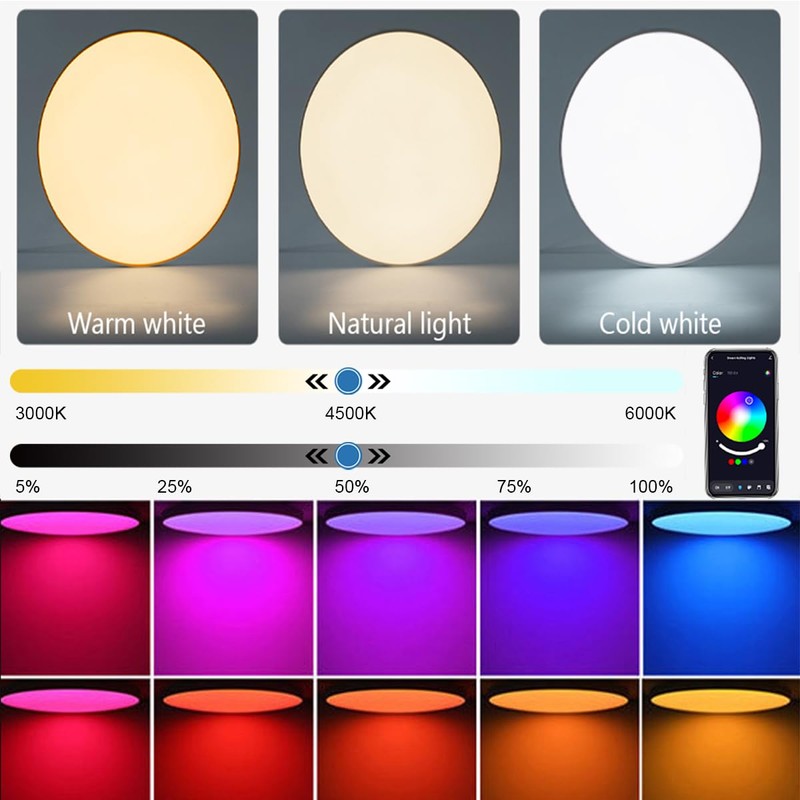 OURLOVEII 30 W LED Ceiling Light Smart Home 30 cm