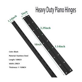EYSOLD 2PCS Continuous & Piano Hinges,18-Inch Heavy Duty Stainless Steel 304 Continuous Hinges Piano Boat Hinges,0.05" Thickness,2" Open Width, Ideal for Folding Cabinet Doors,Piano Cabinets