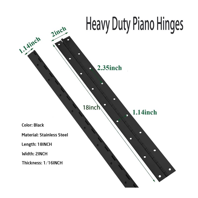 EYSOLD 2PCS Continuous & Piano Hinges,18-Inch Heavy Duty Stainless Steel
