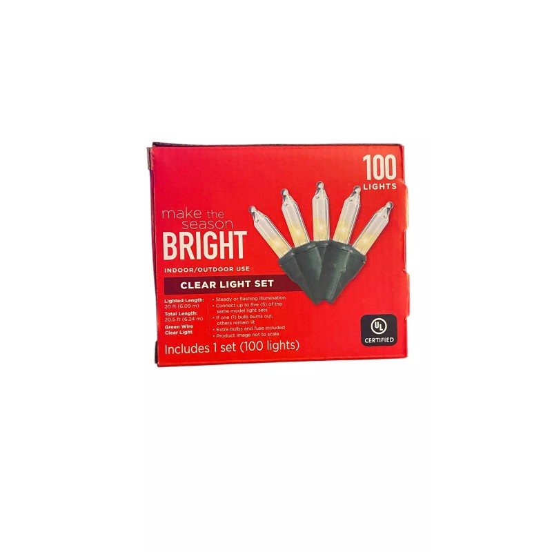 Make The Season Bright 100-count Clear Light Set 20ft Green
