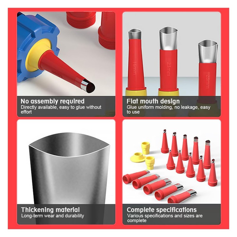 24pcs Universal Integrated Rubber Nozzle Tool Kit, Stainless Steel Caulking