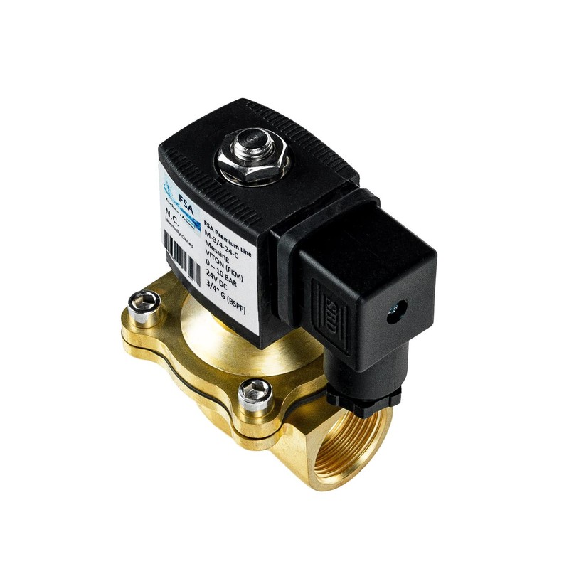 FSA Viton Solenoid Valve Brass 3/4 Inch 24V DC 0-10