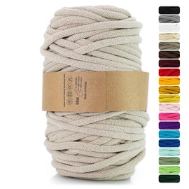 Netuno 1x Makramee-Garn Hellbeige 9 mm 50 m Baumwollkordel mit Polyesterkern Kordel aus Baumwolle Kordelband Naturkordel Baumwollgarn für Makramee Garn dick Kordel Makramee farbig Cotton Cord