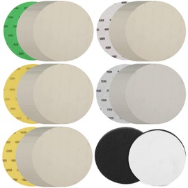 6 Inch 3000 4000 5000 7000 10000 Grit Sanding Disc with Interface Pad, GOH DODD 25 Pieces Wet Dry Sandpaper Hook and Loop Sanding Pads for Random Orbital Sander, Automotive, Wood Polishing and Sanding