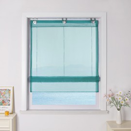 Eslir Roman Blind, no Drilling required, Roman Curtains with U-hooks, Eyelet Roller Blind, Voile Curtains, Transparent Curtains, Modern, Pack of 1