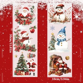 WANDIC 10PCS Merry Christmas Furniture Rub On Transfer Sticker, Winter Snowman Transfer Decals Vintage Festival Decals for DIY Scrapbooking Photo Albums Window Gift Tags