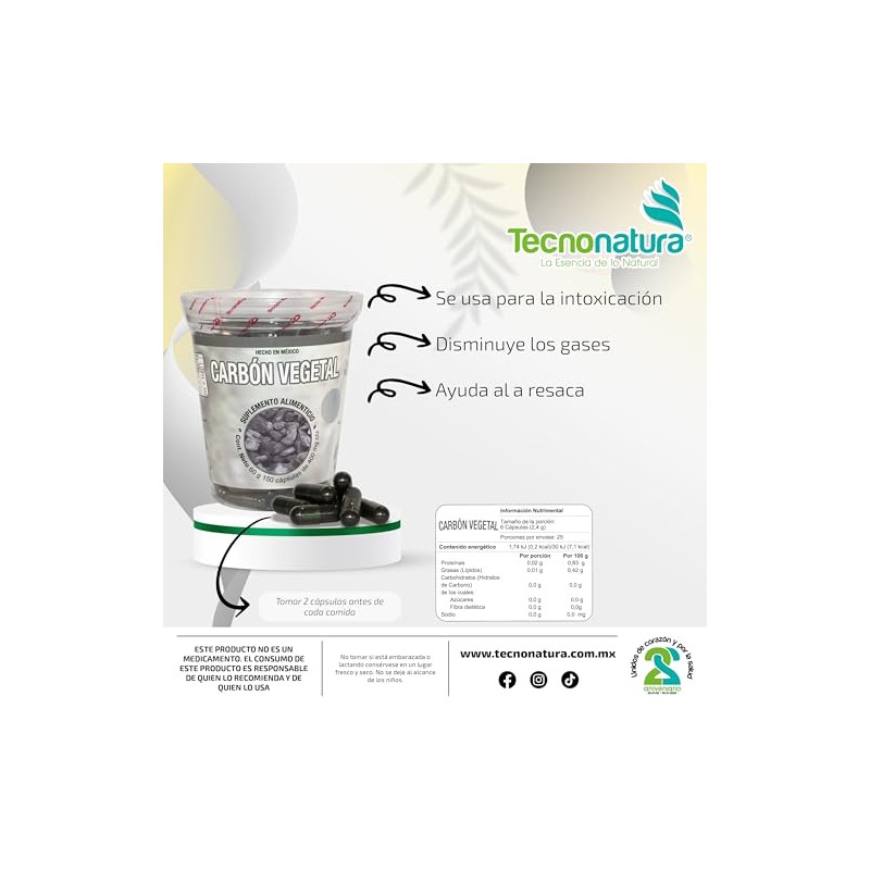 CARBON VEGETAL 150 CAPSULAS TECNONATURA