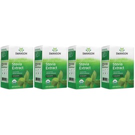 Swanson Stevia Extract - Certified Organic Calorie-Free Sweetener 75 Packets (4 Pack)